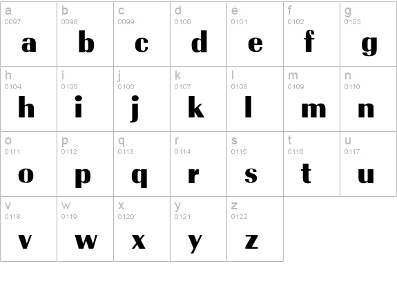 TrabantBold lowercase a-z preview