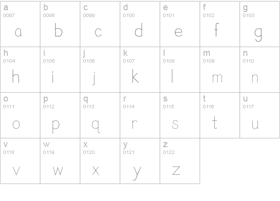 Trace Font for Kids lowercase a-z preview