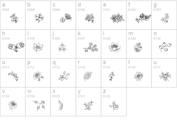Traditional Floral Design lowercase a-z preview