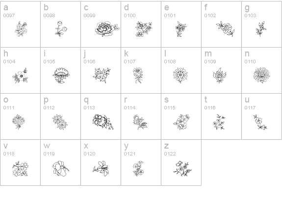 Traditional Floral Design II lowercase a-z preview