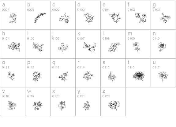 Traditional Floral Design III lowercase a-z preview