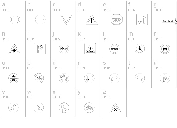 Traffic lowercase a-z preview