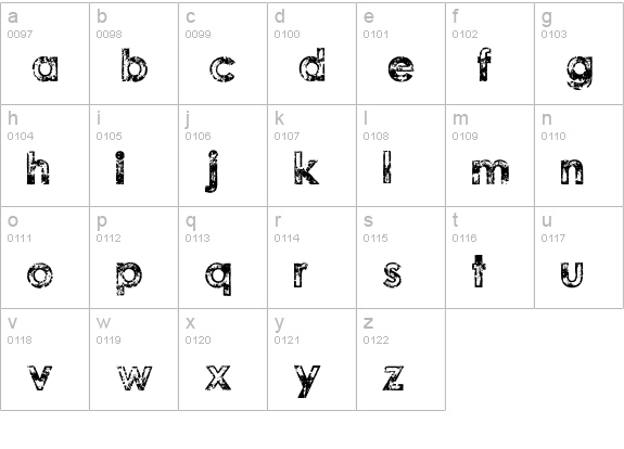 Tragic Vision lowercase a-z preview