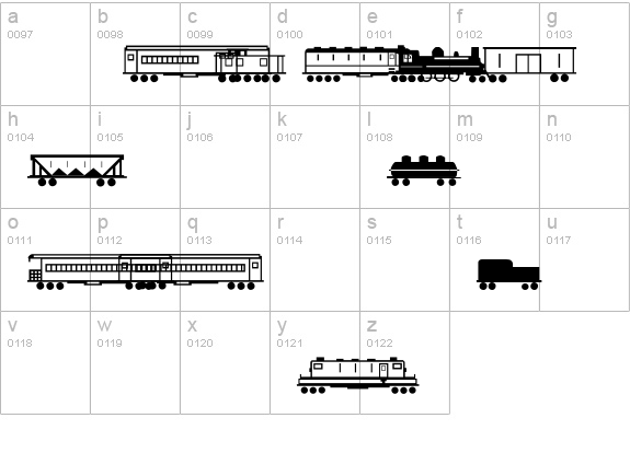 Trains Regular lowercase a-z preview