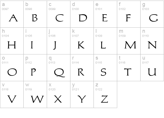Trajan'sCapsExtended Normal lowercase a-z preview