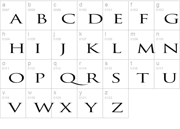 Trajan-Normal Ex lowercase a-z preview