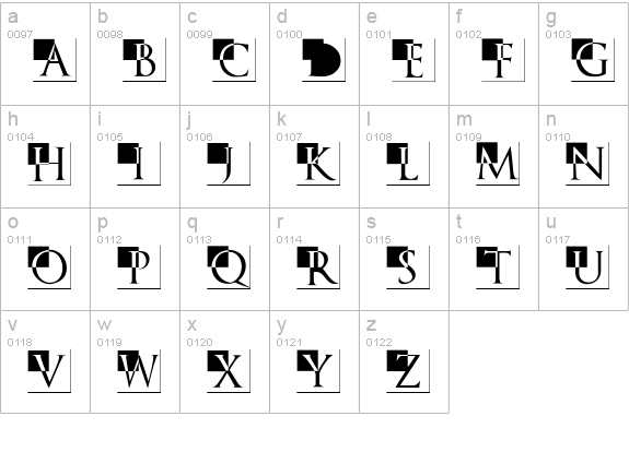 TrajanusBricksXtra lowercase a-z preview