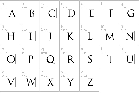 TrajanusBriX-Invers lowercase a-z preview