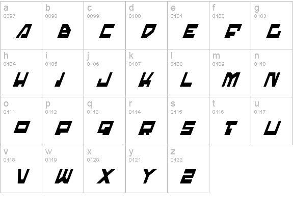 Trajia Condensed Italic lowercase a-z preview