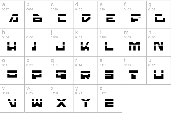 Trajia Laser lowercase a-z preview