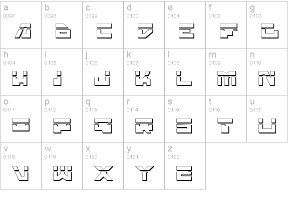 Trajia Laser 3D lowercase a-z preview