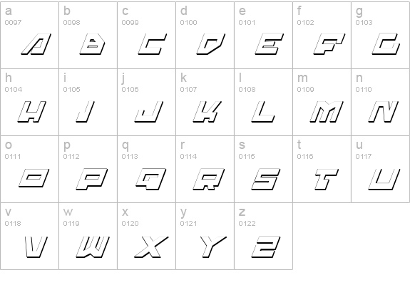 Trajia Shadow Italic lowercase a-z preview