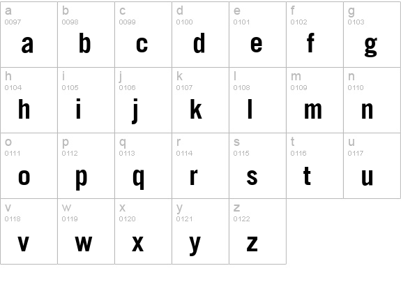 TransferGothic-Bold lowercase a-z preview