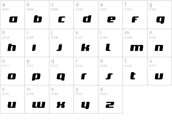 TransItalic lowercase a-z preview