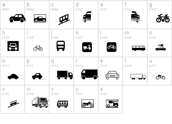 TransportationP01 lowercase a-z preview