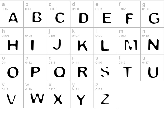Trapped Light lowercase a-z preview