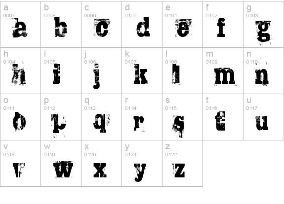 TRASHED lowercase a-z preview