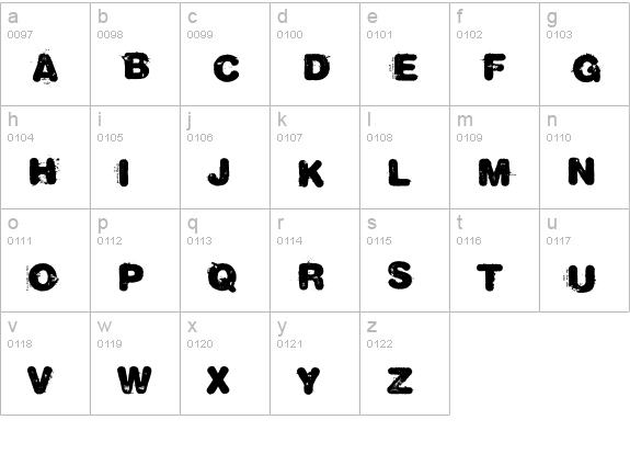 Trashold lowercase a-z preview