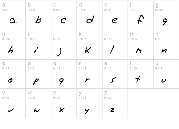 TrasksHand Regular lowercase a-z preview