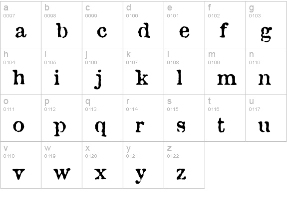 Trauma lowercase a-z preview