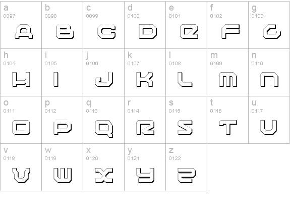 Traveler Shadow lowercase a-z preview