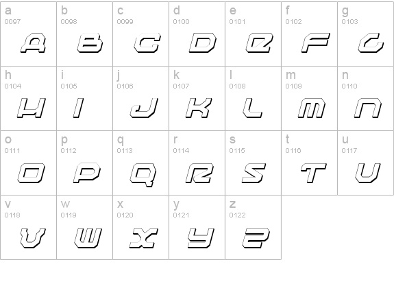 Traveler Shadow Italic lowercase a-z preview