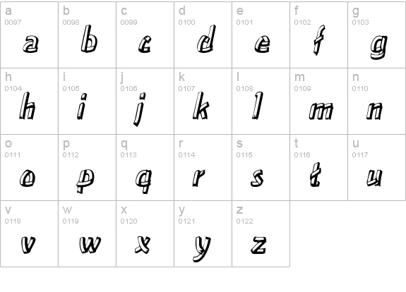 Treehouse Oblique lowercase a-z preview
