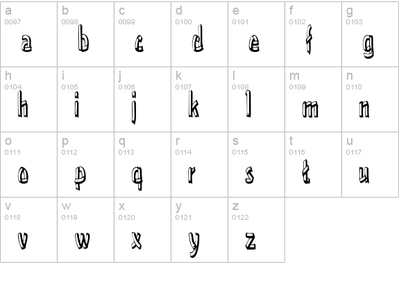 TreehouseCondensed lowercase a-z preview