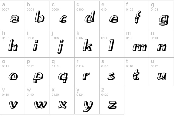TreehouseExtended Oblique lowercase a-z preview