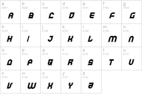 Trek Trooper Academy Italic lowercase a-z preview