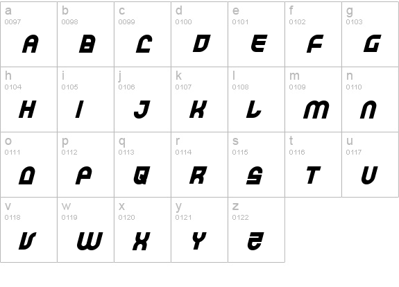 Trek Trooper Bold Italic lowercase a-z preview