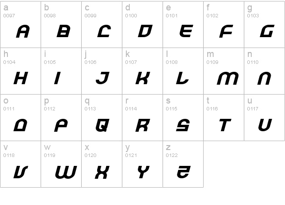 Trek Trooper Expanded Italic lowercase a-z preview