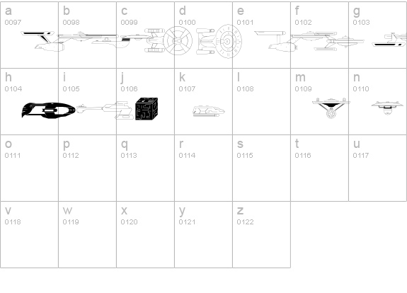 Trekbats lowercase a-z preview