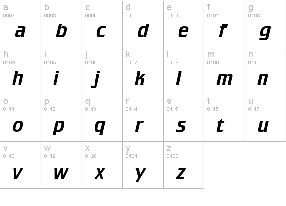 Trekker Regular lowercase a-z preview