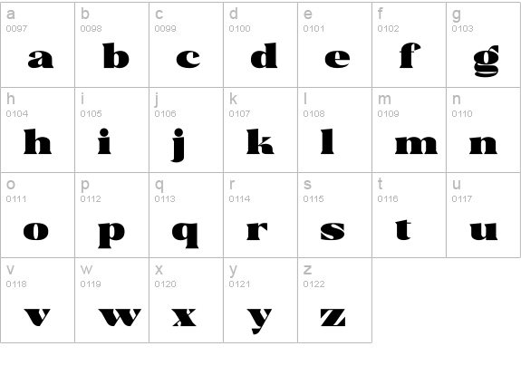 Trellis Bold Serif lowercase a-z preview