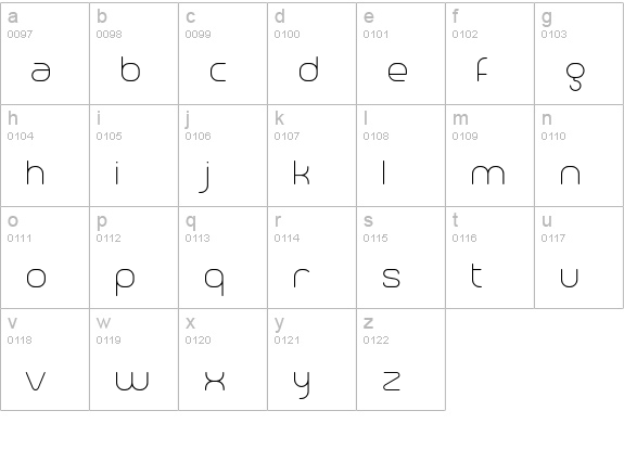 Trench Thin lowercase a-z preview