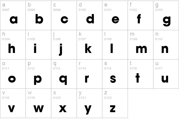 Trendex Black SSi Bold lowercase a-z preview