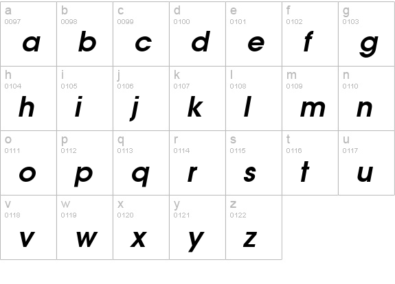 Trendex SSi Semi Bold Italic lowercase a-z preview