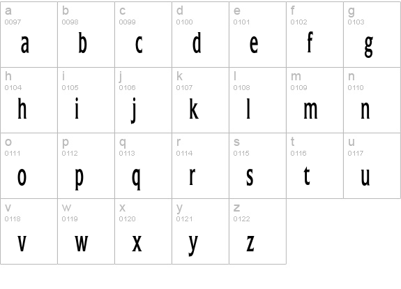 TRGFlange lowercase a-z preview