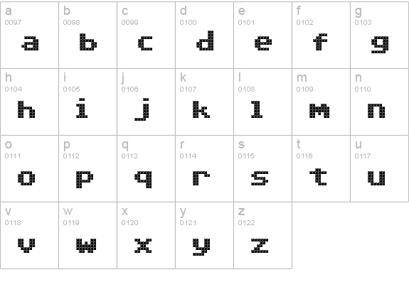 Triad XS lowercase a-z preview