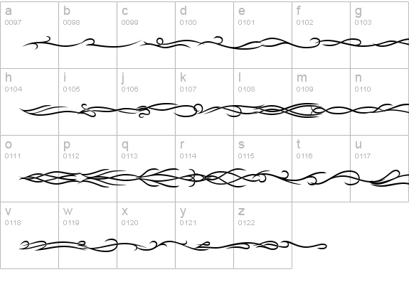 Tribal Dividers BTN lowercase a-z preview