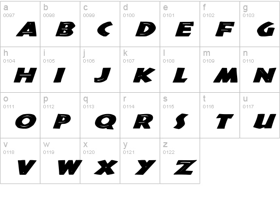 Tribeca Wd Bold Italic lowercase a-z preview