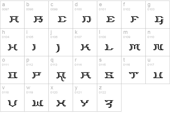 Trillium-Gilded lowercase a-z preview