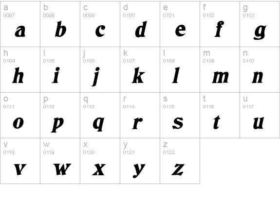 Tringle Bold Italic lowercase a-z preview