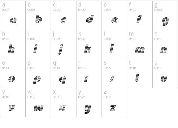 Triplee Slanted lowercase a-z preview