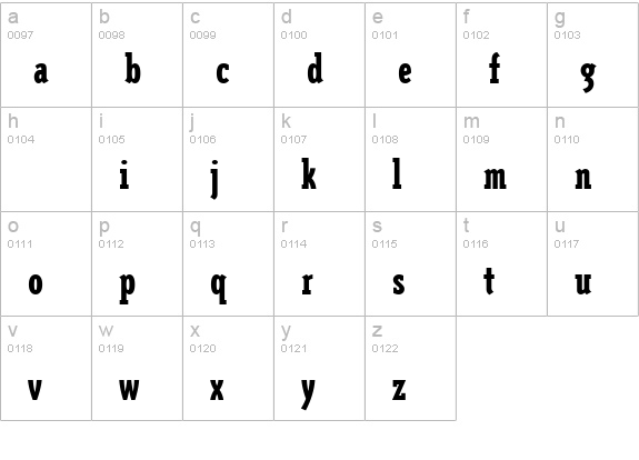 TriplexCondSerif-Black lowercase a-z preview