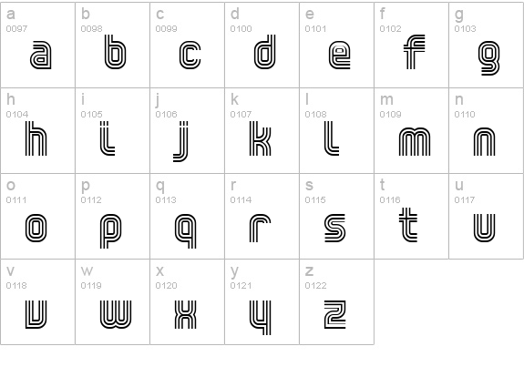 Trisect lowercase a-z preview