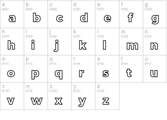 Trueno ExtraBold Outline lowercase a-z preview