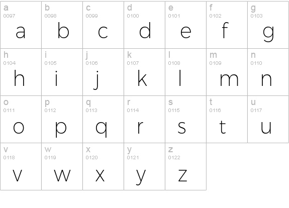 Trueno UltraLight lowercase a-z preview