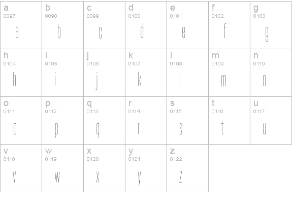 TT Bluescreens Rough Thin lowercase a-z preview